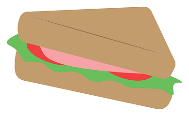 Image showing A hearty sandwich made with brown bread fresh green and cold cut