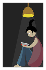 Image showing Portrait of a girl reading a book vector or color illustration