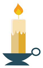 Image showing A glowing candle on candle stand with a finger holder vector col