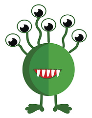 Image showing A round green alien creature with loads of eyes popping out of h