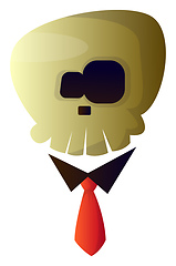 Image showing Cartoon skull with tie vector illustartion on white background