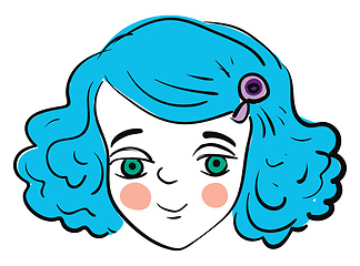 Image showing A girl with blue hair and green eyes looks beautiful vector or c