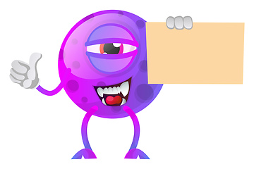 Image showing Monster holding a paper and thumb up illustration vector on whit