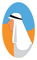 Image showing Profile vector illustration of an arab in the desert white backg