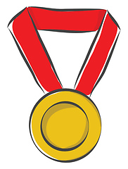 Image showing A cartoon gold medal vector or color illustration