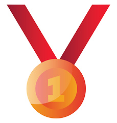 Image showing Vector illustration of a first place medal on red strip on a whi