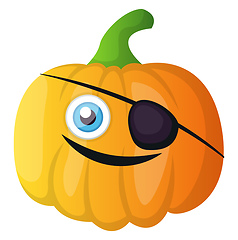 Image showing Pumpkin with a black patch on his eye illustration vector on whi