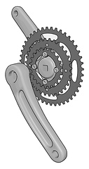 Image showing Grey bike chain rings with pedal crank arms vector illustration 