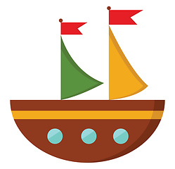 Image showing A semi-circular brown boat vector or color illustration