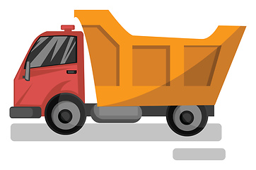 Image showing Vector illustration cartoon style of red and yellow dump truck o