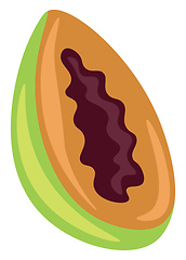 Image showing Cartoon picture of half-cut papaya with its black seeds vector o