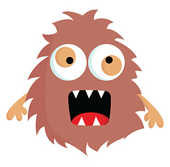 Image showing Brown crazy furry monster vector illustration on white backgroun