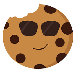 Image showing Cool choclate chip cookie with sunglasses vector illustration on