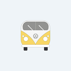 Image showing Drawing of a yellow-colored bus against a pale blue background v