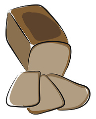 Image showing Portrait of three sliced pieces of a loaf of bread vector or col