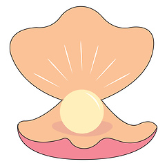 Image showing Shinny pearl in a sea shell vector illustration on white backgro