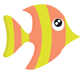 Image showing Beautiful cartoon fish in yellow and pink colors vector or color