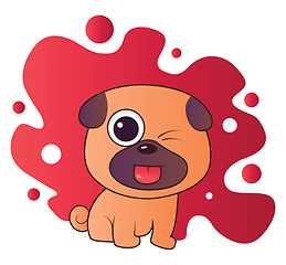 Image showing Brown and purple puppy sticking out his tounge vector illistrati