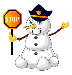 Image showing Police snowman illustration vector on white background
