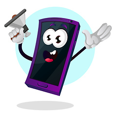 Image showing Phone holding speakerphone illustration vector on white backgrou