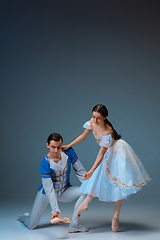 Image showing Young and graceful ballet dancers as Cinderella fairytail characters.