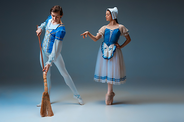 Image showing Young and graceful ballet dancers as Cinderella fairytail characters.