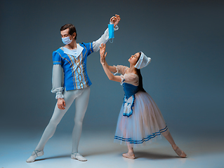 Image showing Young and graceful ballet dancers as Cinderella fairytail characters.