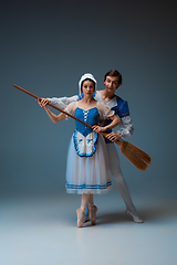 Image showing Young and graceful ballet dancers as Cinderella fairytail characters.