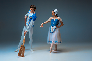 Image showing Young and graceful ballet dancers as Cinderella fairytail characters.