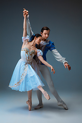 Image showing Young and graceful ballet dancers as Cinderella fairytail characters.