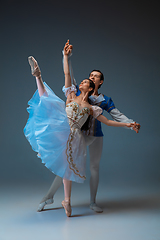 Image showing Young and graceful ballet dancers as Cinderella fairytail characters.