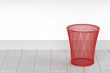 Image showing Red wastepaper basket