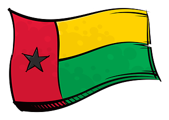 Image showing Painted Guinea-Bissau flag waving in wind