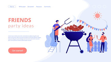 Image showing Backyard party concept landing page.