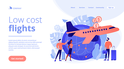 Image showing Low cost flights concept landing page