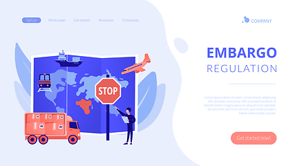 Image showing Embargo regulation concept landing page