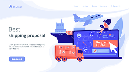 Image showing Freight quote request concept landing page