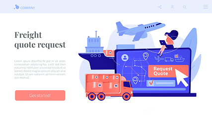 Image showing Freight quote request concept landing page