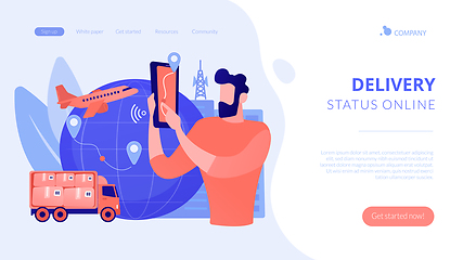 Image showing Smart delivery tracking concept landing page.