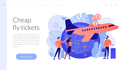 Image showing Low cost flights concept landing page