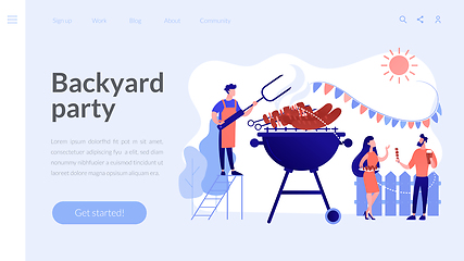 Image showing Backyard party concept landing page.