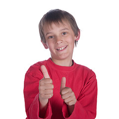 Image showing boy thumbs up