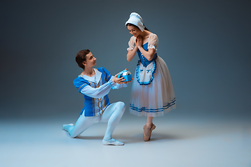 Image showing Young and graceful ballet dancers as Cinderella fairytail characters.