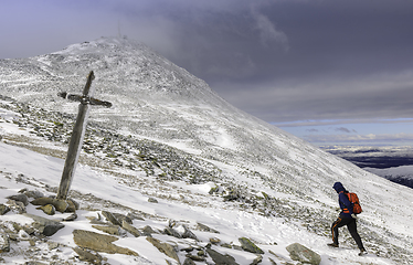 Image showing Running up to Gaustatoppen