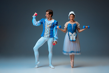 Image showing Young and graceful ballet dancers as Cinderella fairytail characters.