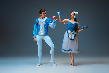 Image showing Young and graceful ballet dancers as Cinderella fairytail characters.