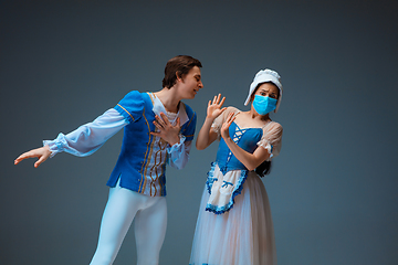 Image showing Young and graceful ballet dancers as Cinderella fairytail characters.