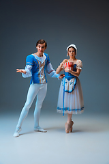 Image showing Young and graceful ballet dancers as Cinderella fairytail characters.