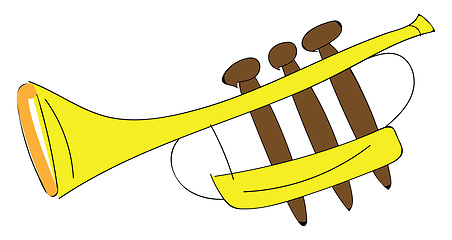 Image showing Yellow cartoon trumpet vector illustration on white background 