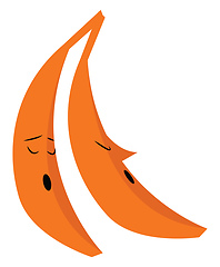 Image showing Clipping art of a sleeping banana pair with mouth open vector co